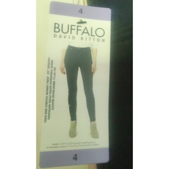 Buffalo David Bitton Navy Skinny Pant Size 4 NWT High Rise Stretch Casual - Picture 3 of 5